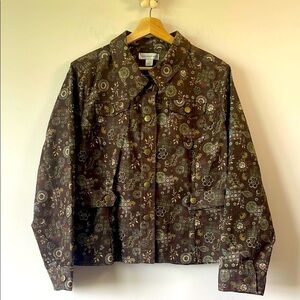 Christopher & Banks Jacket XL Brown Paisley Boho Print